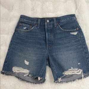Levi’s Blue Denim Distressed Cutoff 501 Shorts